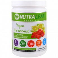 NutraLeaf Nutrition, Pre-Workout Drink Mix Powder, Vegan, Natural Raspberry Lemonade, 10.15 oz (288 g)