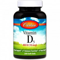 Carlson Labs, Vitamin D3, 400 IU, 250 Soft Gels
