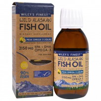 Wiley's Finest, Wild Alaskan Fish Oil, Peak Omega-3 Liquid, Natural Lemon Flavor, 2150 mg, 4.23 fl oz (125 ml)