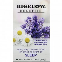 Bigelow, Benefits, Sleep, Chamomile & Lavender Herbal Tea, 18 Tea Bags, 1.06 oz (30 g)