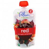 Plum Organics, Stage 2, Eat Your Colors, Red, Beet, Apple & Red Bell Pepper, 3.5 oz (99 g)