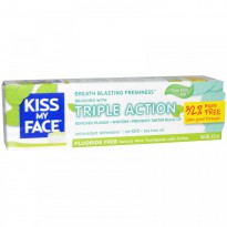 Kiss My Face, Triple Action Toothpaste, Flouride Free, Cool Mint Gel, 4.5 oz (127.6 g)