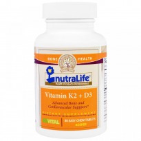 NutraLife, Vitamin K2 + D3, 60 Easy Chew Tablets