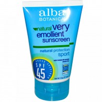 Alba Botanica, Natural Very Emollient, Sunscreen, Sport, SPF 45, 4 oz (113g)