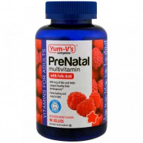 Yum-V's, PreNatal Multivitamin with Folic Acid, Berry Flavors, 90 Jellies