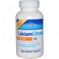 21st Century, CalciumCitrate Petites + D3, 200 Coated Tablets