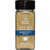 Simply Organic, Organic Spice Right Everyday Blends, Peppercorn Ranch, 2.2 oz (70 g)