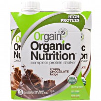 Orgain, Organic Nutrition Complete Protein Shake, Creamy Chocolate Fudge, 4 Pack, 11 fl oz (330 ml)