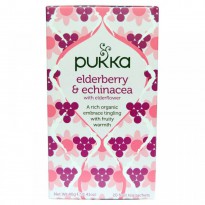 Pukka Herbs, Elderberry & Echinacea, 20 Fruit Tea Sachets, 1.41 oz (40 g) Each