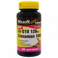 Mason Naturals, CoQ10, Cinnamon, 120 mg, 1000 mg, 30 Softgels