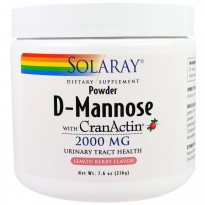 Solaray, D-Mannose with CranActin, Lemon Berry Flavor, 2000 mg, 7.6 oz (216 g)