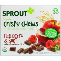 Sprout Organic, Crispy Chews, Red Berry & Beet, 5 Packets, 0.63 oz (18 g) Each