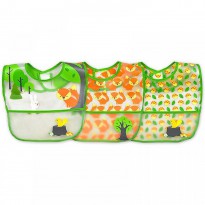 iPlay Inc., Green Sprouts, Wipe-Off Bibs, 9-18 Months, Green Fox Set, 3 Pack