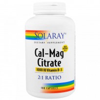 Solaray, Cal-Mag Citrate, 1000 IU Vitamin D-3, 180 Capsules