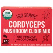 Four Sigmatic, Cordyceps Mushroom Elixir Mix, 20 Packets, 0.1 oz (3 g) Each