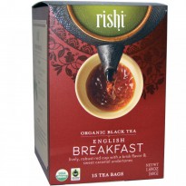 Rishi Tea, Organic Black Tea, English Breakfast, 15 Tea Bags, 1.69 oz (48 g)