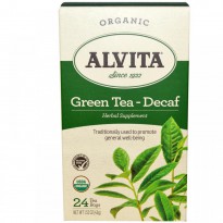 Alvita Teas, Organic Green Tea - Decaf, 24 Tea Bags, 1.52 oz (43 g)