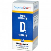 Superior Source, Extra Strength Vitamin D3, 10,000 IU, 100 MicroLingual Instant Dissolve Tablets