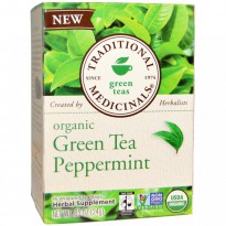 Traditional Medicinals, Green Teas, Organic Green Tea Peppermint, 16 Wrapped Tea Bags, .85 oz (24 g)