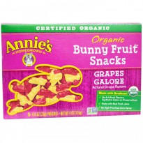 Annie's Homegrown, Organic Bunny Fruit Snacks, Grapes Galore, 5 Pouches, 0.8 oz (23 g) Each