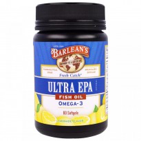 Barlean's, Ultra EPA, Fish Oil Omega-3, Lemonade Flavor, 60 Softgels
