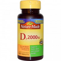 Nature Made, D3, Vitamin D Supplement, 2000 IU, 100 Tablets