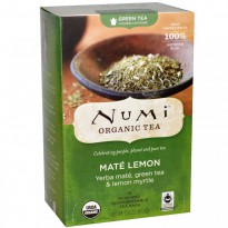 Numi Tea, Organic Green Tea, Higher Caffeine, Maté Lemon, 18 Tea Bags, 1.46 oz (41.4 g)