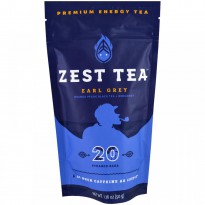 Zest Tea LLZ, Premium Energy Tea, Earl Grey, 20 Pyramid Bags, 1.76 oz (50 g)