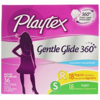 Playtex, Gentle Glide 360º, Multi Pack, Unscented, 36 Plastic Tampons