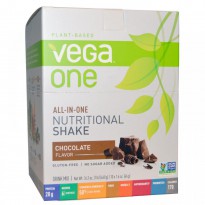 Vega, Vega One, All-in-One Nutritional Shake, Chocolate, 10 Packets, 1.6 oz (46 g) Each