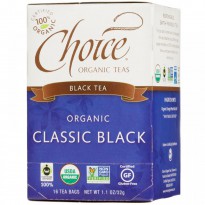 Choice Organic Teas, Black Tea, Organic, Classic Black, 16 Tea Bags, 1.1 oz (32 g)