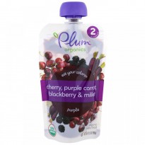 Plum Organics, Stage 2, Eat Your Colors, Purple, Cherry, Purple Carrot, Blackberry & Millet, 3.5 oz (99 g)